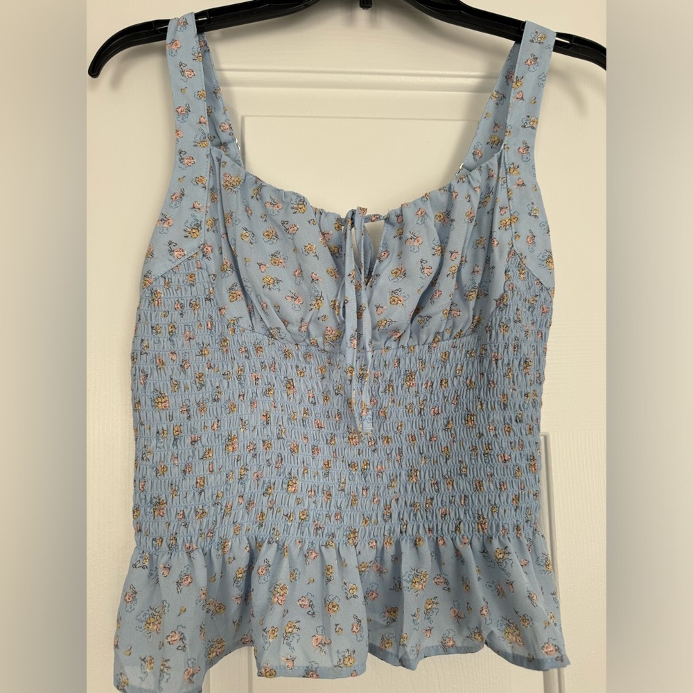 NEW WITH TAGS Love Tree Light Blue Floral Tank Top- Size Small (S)